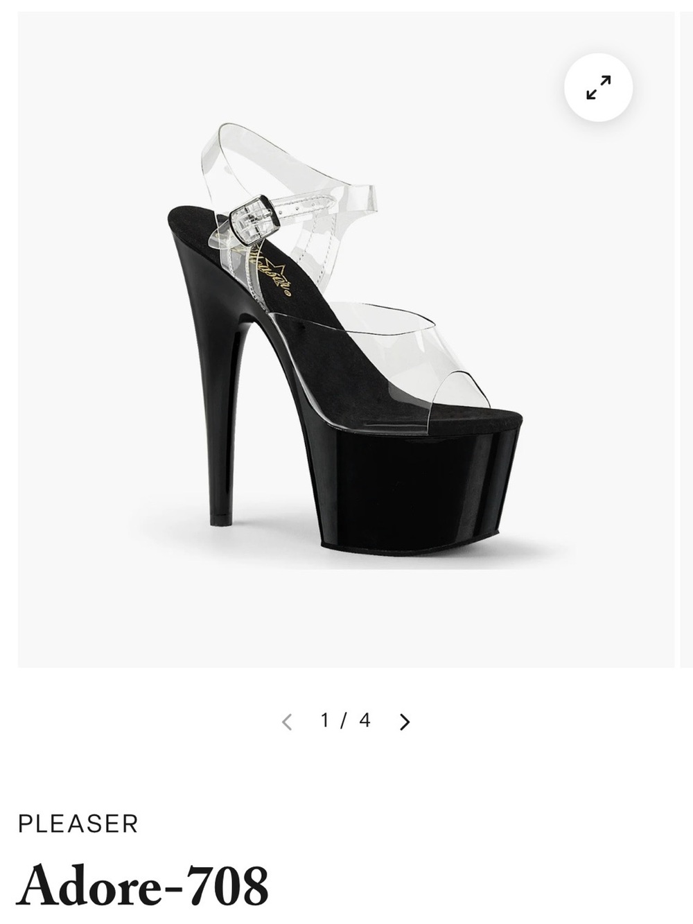 Pleaser Black Patent Platform Heels with Clear Straps - Picture 2 of 5